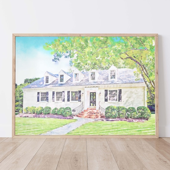 Custom House Portrait - Watercolor Style