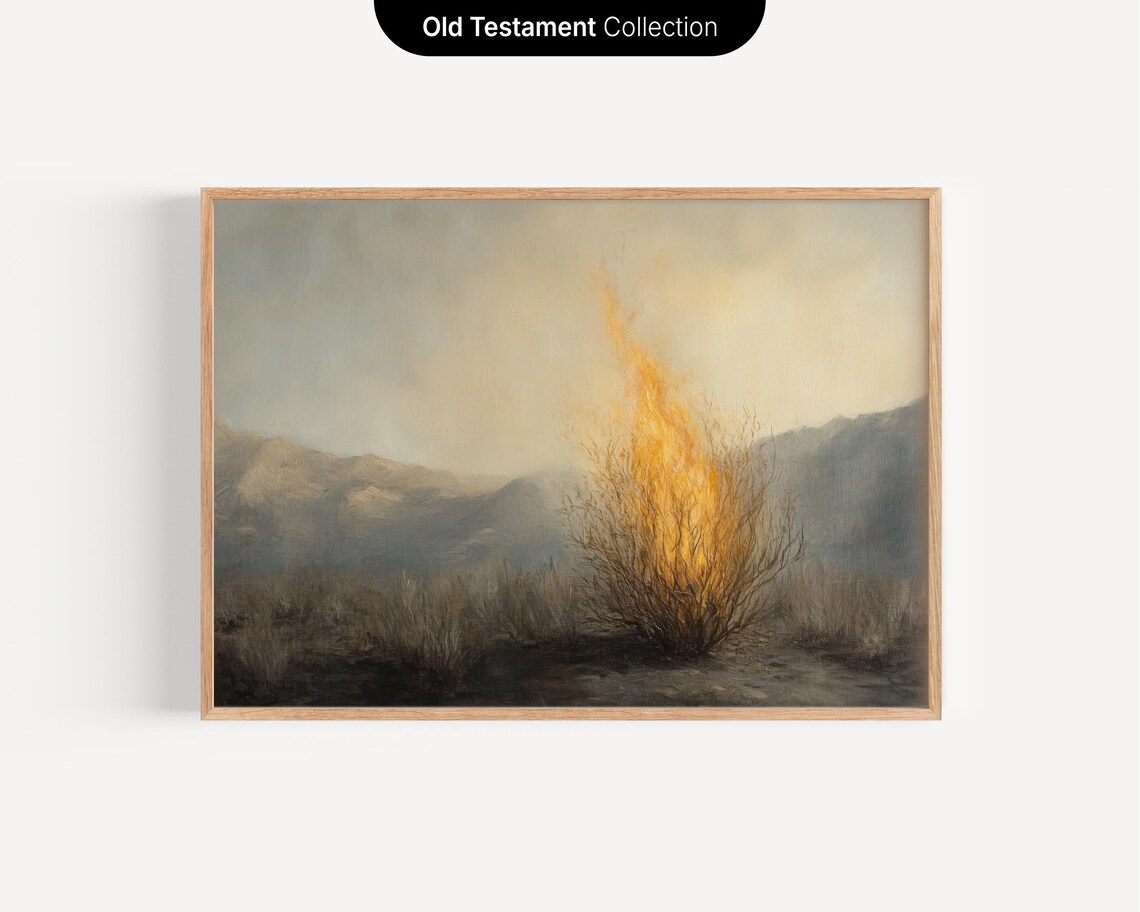 Burning Bush Encounter Vintage Christian Art Print