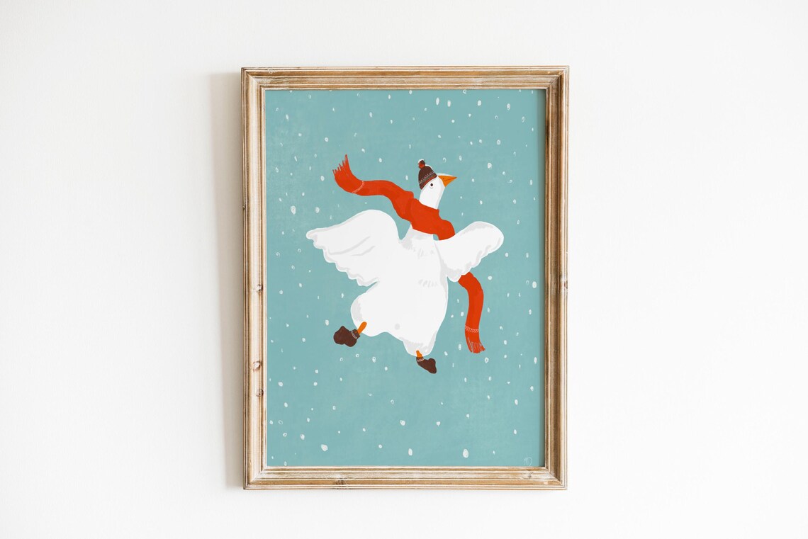 Christmas Goose Poster, Cozy Winter Art Print - Image 4