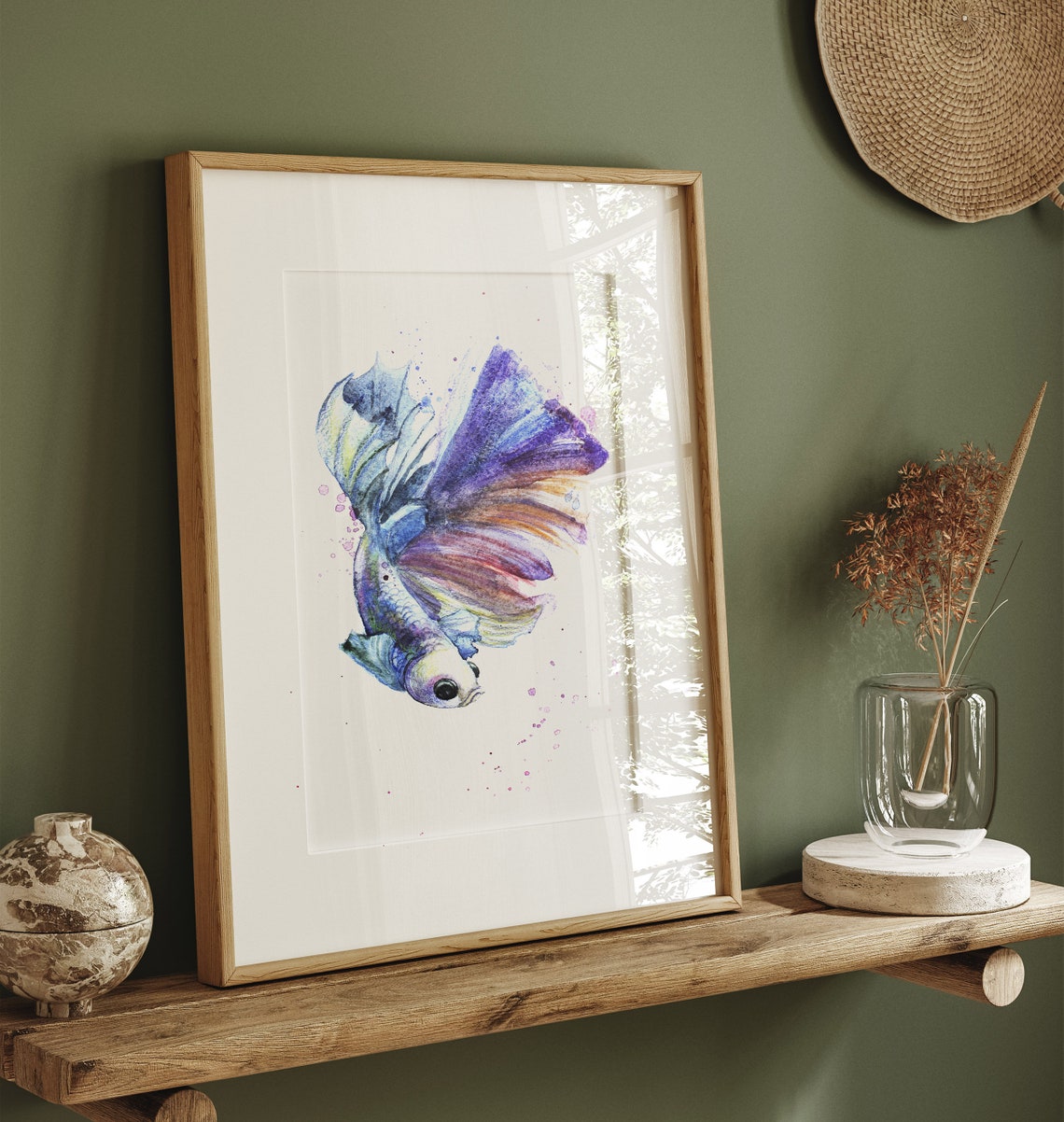 Colorful Betta Fish Watercolor Painting Siamese Fighting Fish Poster - Image 2