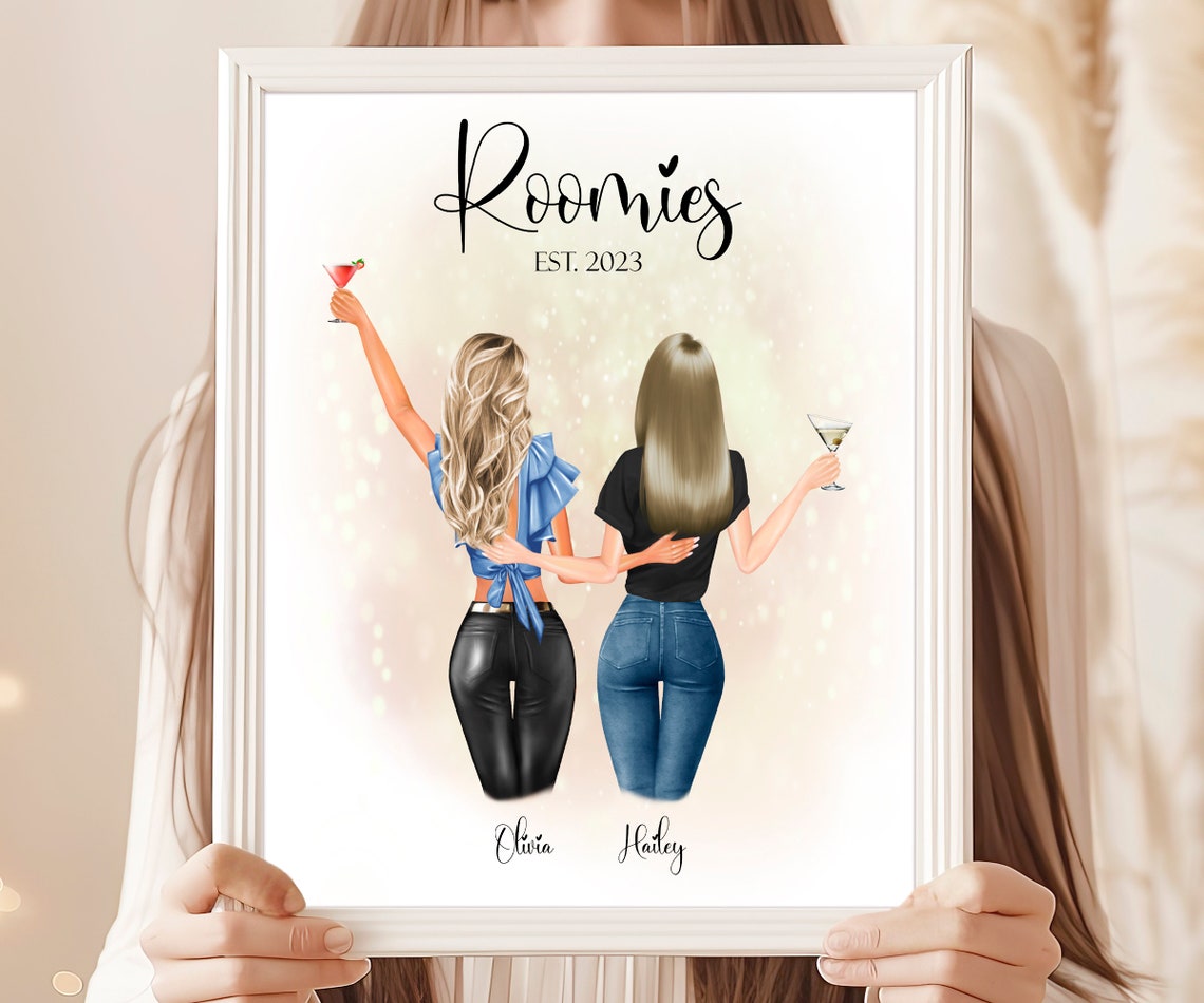 Roomies Est 2023 Back View Personalized Roommate Gift Poster