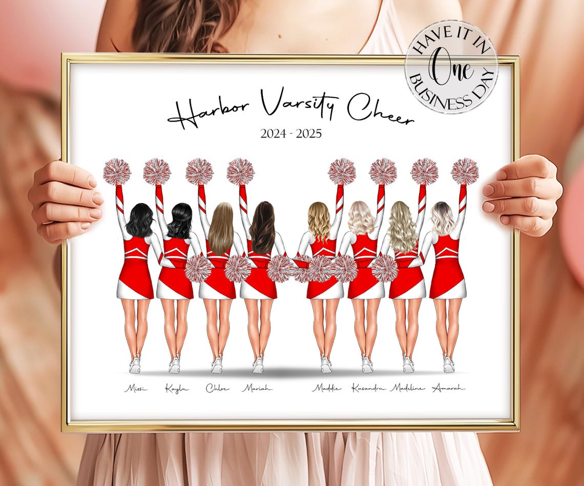 Harbor Varsity Cheer 2024-2025 Red Uniform Team Poster with Names