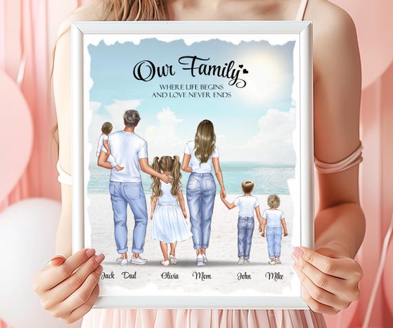 Mothers Day Gifts Family Gift For Mom And Dad Personalised Grandparent Print Custom Family Portrait Grandparents Gift From Grandchildren