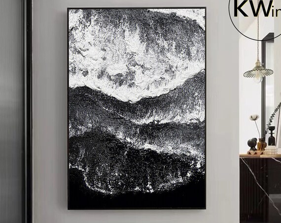 Black And White 3d Wall Art Texture Black And White Painting White Textured Wall Art Black Abstract Painting Original Art Painting