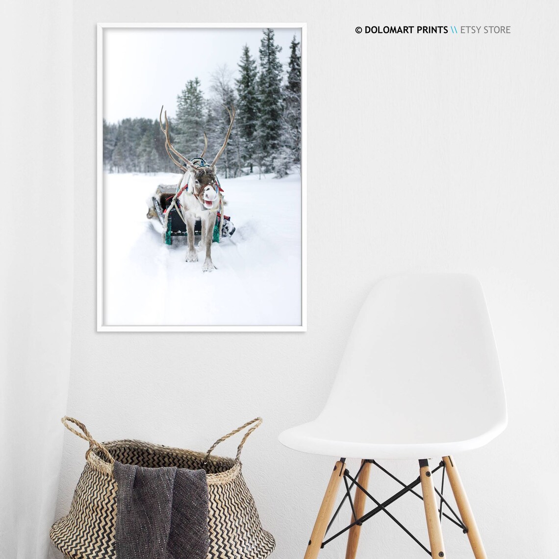 Rustic Reindeer Art Print, Christmas Winter Decor - Image 4