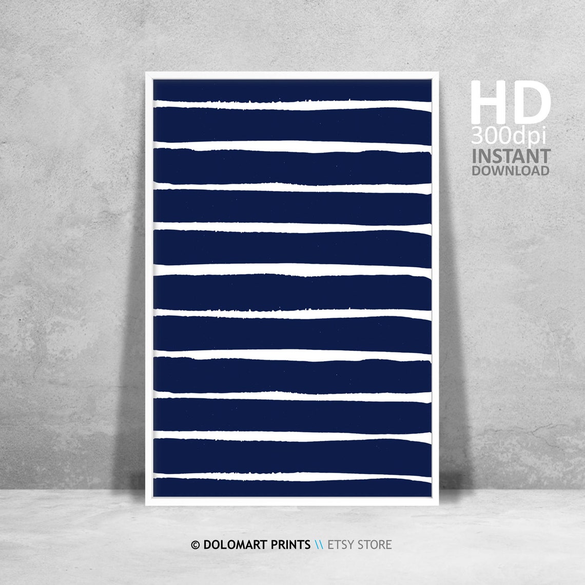 Indigo Blue Brushstroke Stripes Abstract Modern Painting Poster