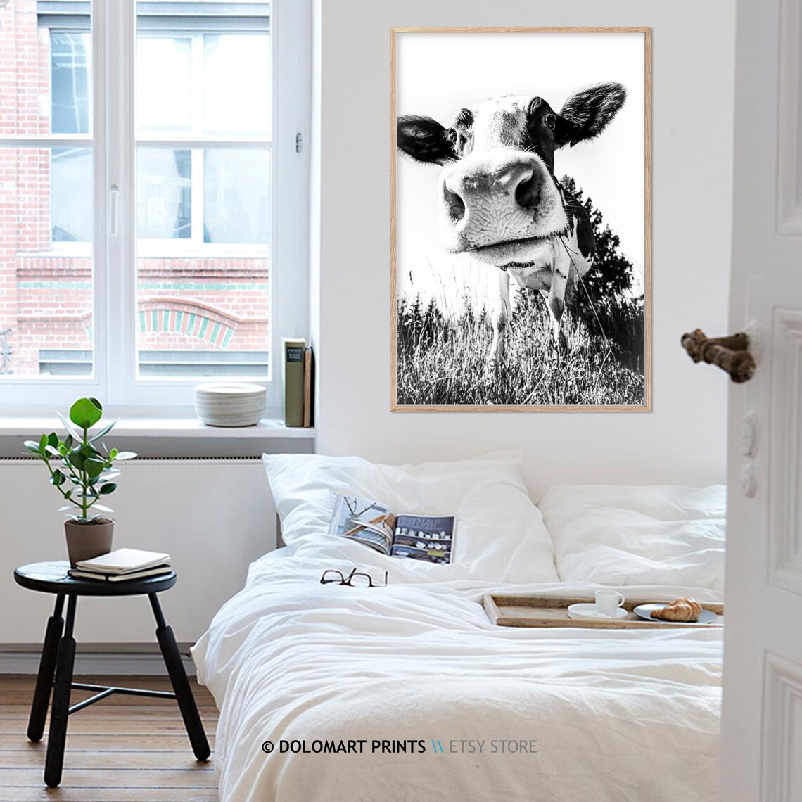 Modern Farmhouse Cow Print Nursery Art Print - Image 4