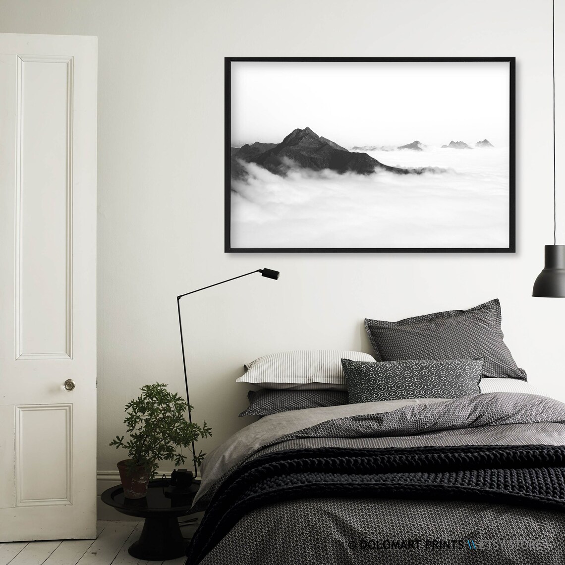 Black and White Mountain Landscape Art Print, Scandinavian - Image 3