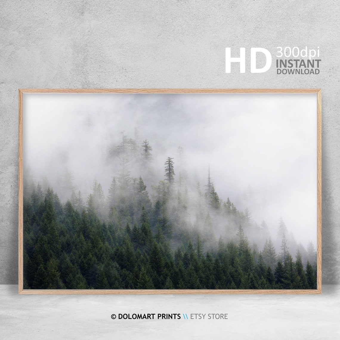 Misty Mountain Forest Fog Evergreen Trees Nature Landscape Poster - Image 4