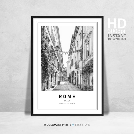 Rome Architecture Travel Poster, Black And White