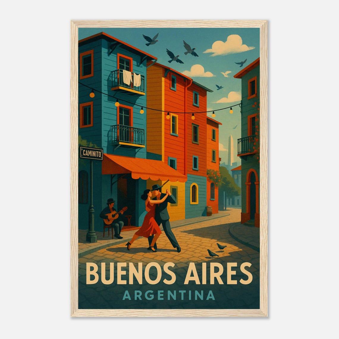 Buenos Aires Caminito Street Tango Dancers Colorful Scene Poster
