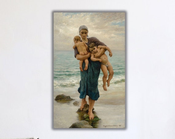 Virginie Demont-Breton Mother And Children Coastal Art Print