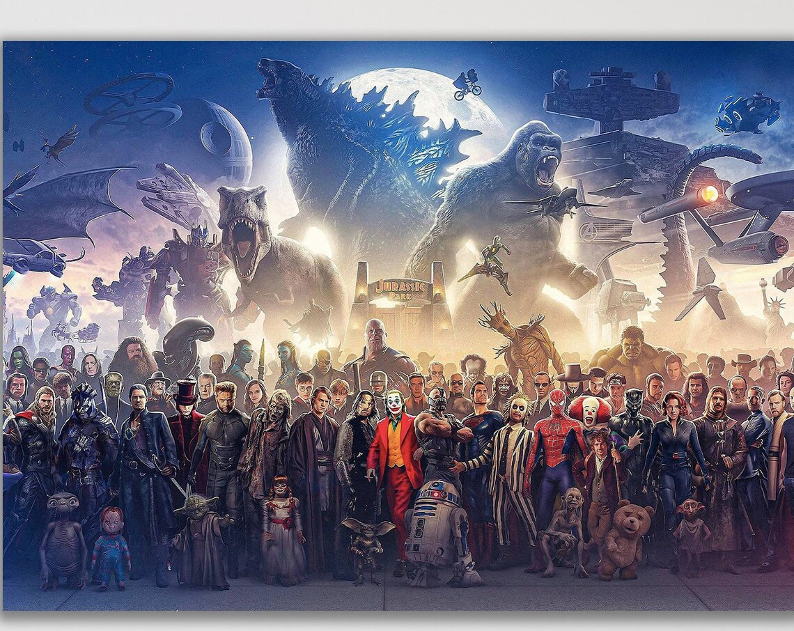 Movie Characters Superheroes and Villains Art Print