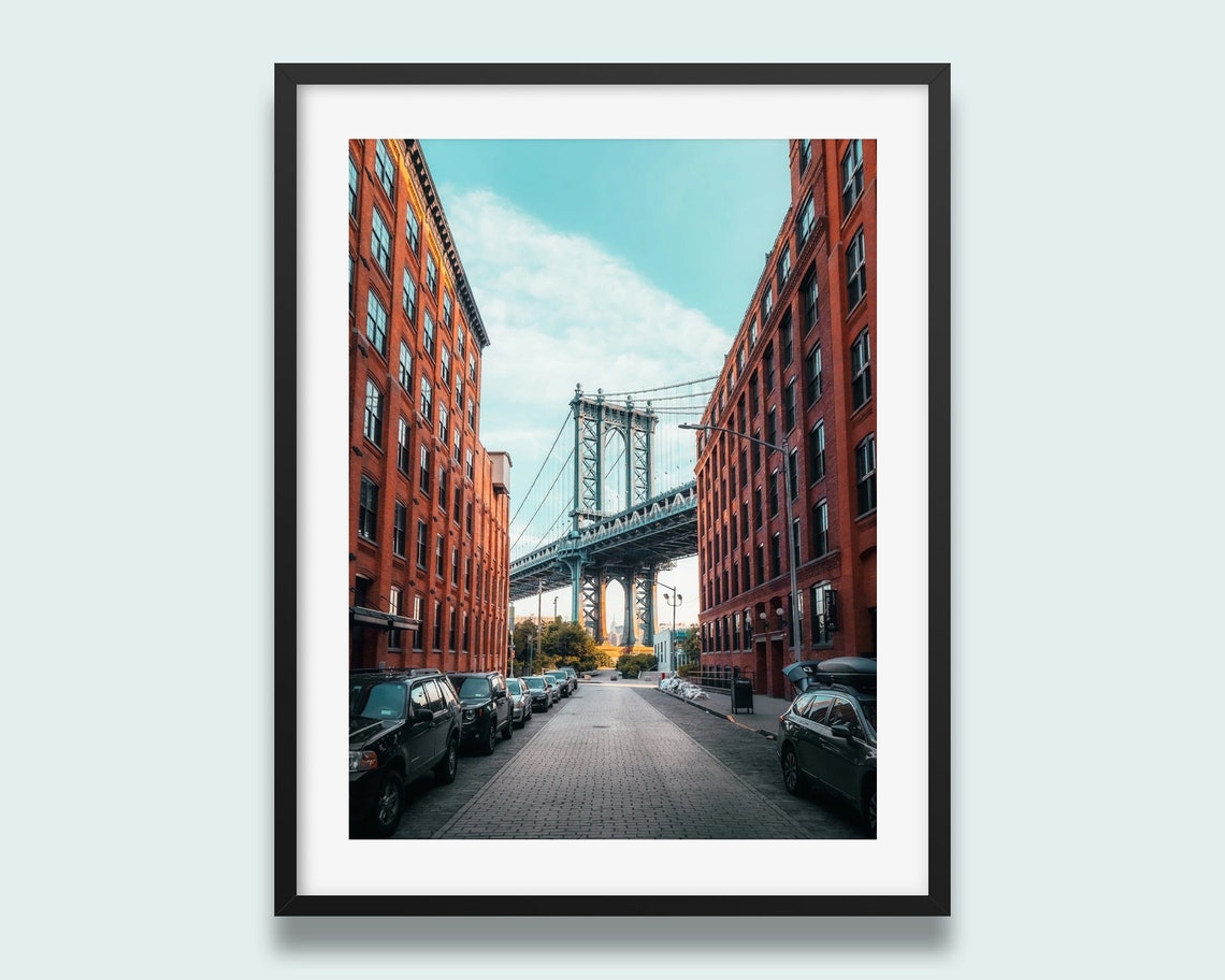 Manhattan Bridge DUMBO Brooklyn Cobblestone Street View Poster