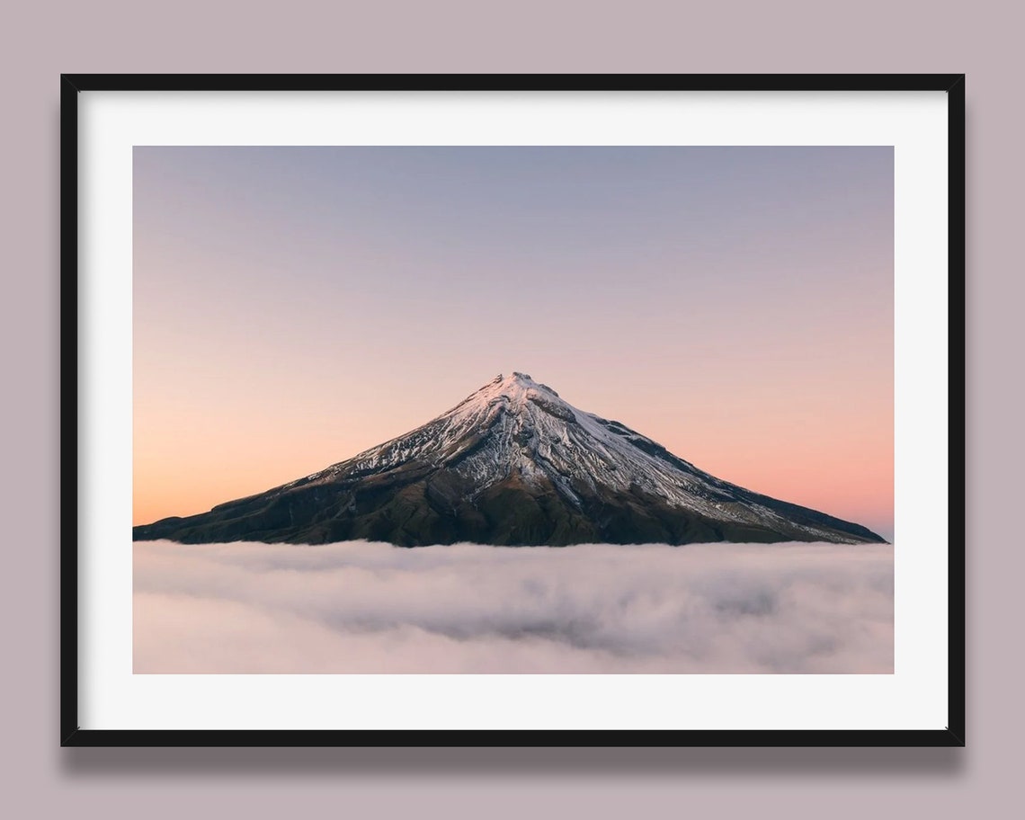 New Zealand Print Mt Taranaki Sunrise Print Volcano Mountain Wall Art Print Beautiful Original Photography Print From New Zealand
