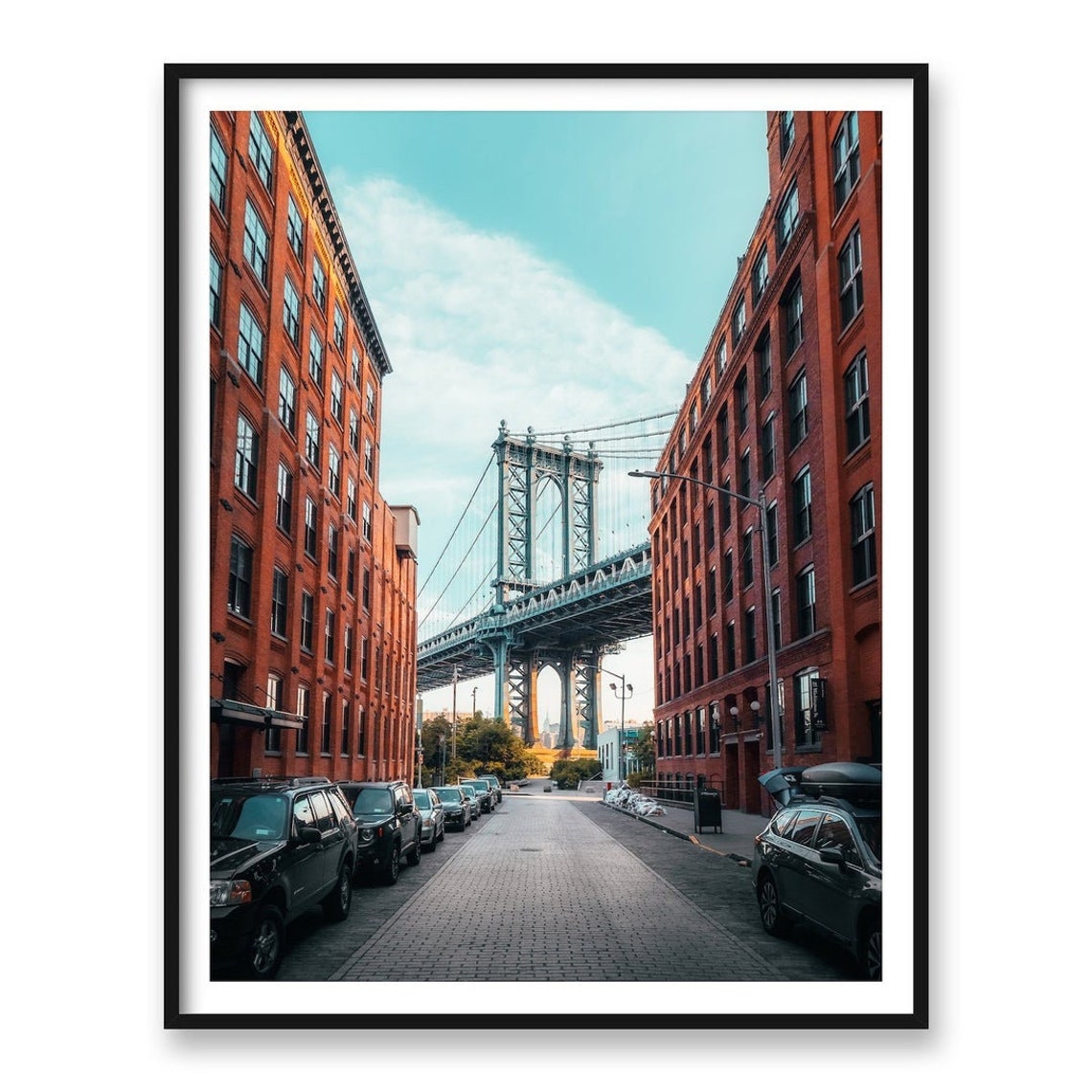 Manhattan Bridge DUMBO Brooklyn Cobblestone Street View Poster - Image 2