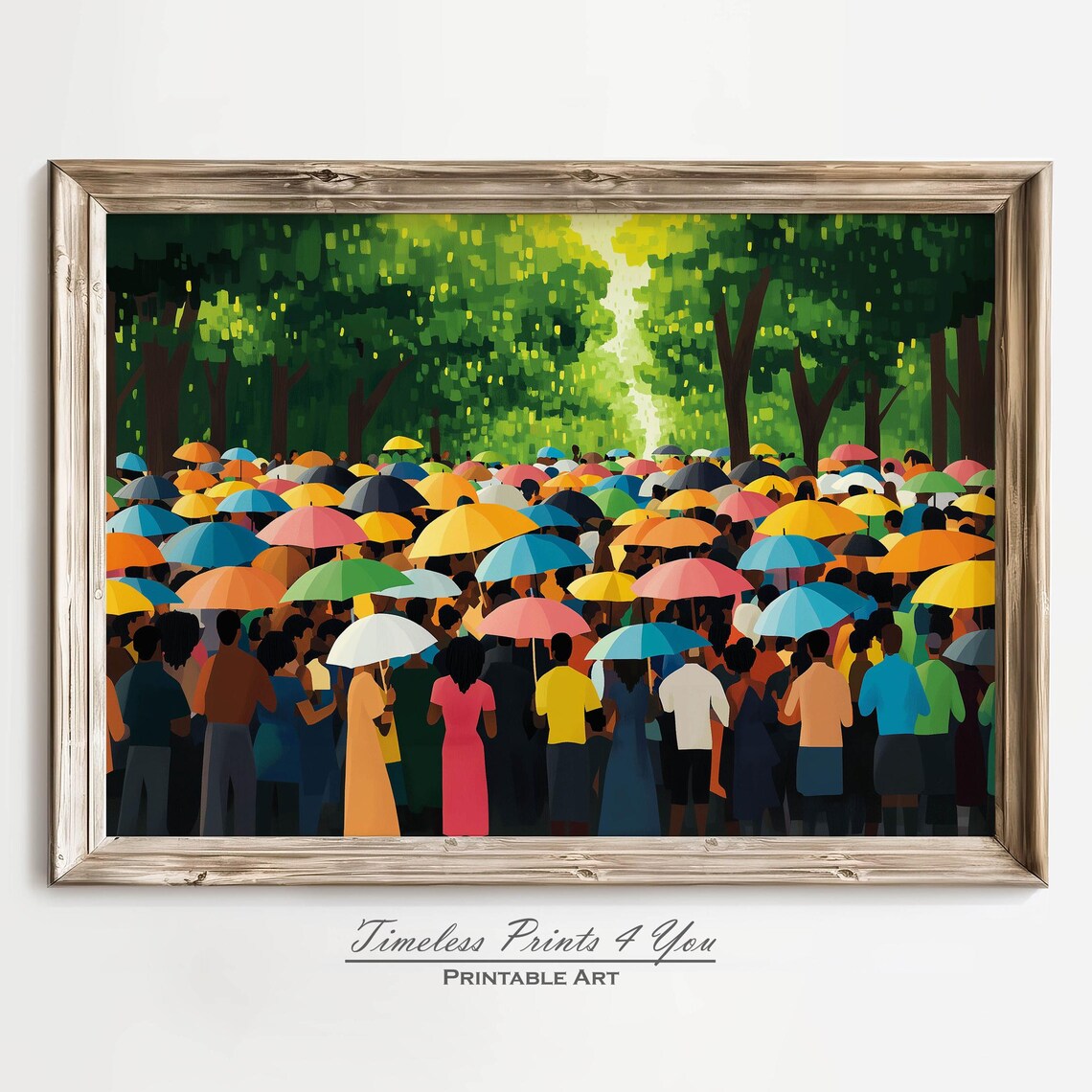 African Artwork Print, People With Umbrella