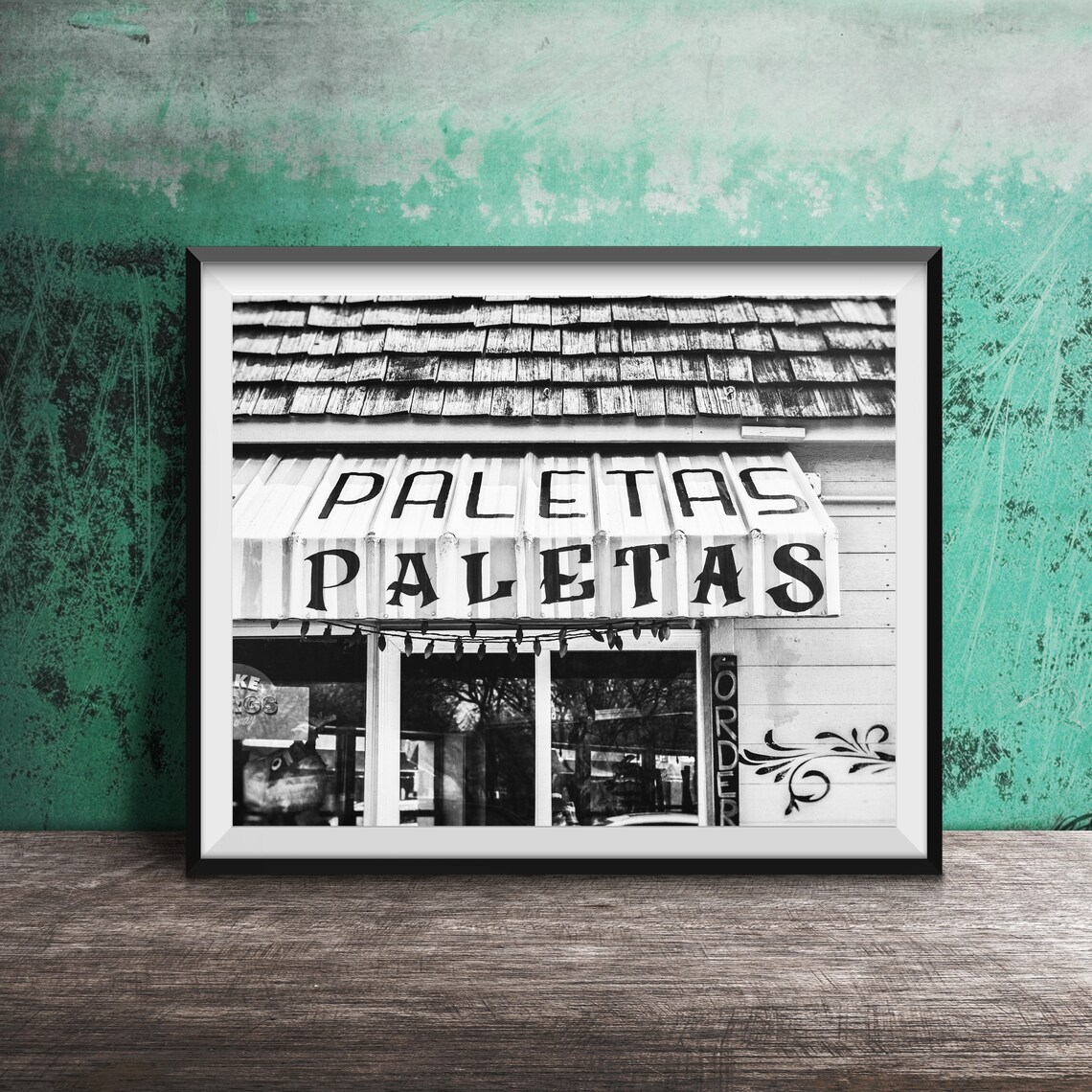 Paletas Mexican Popsicle Stand Striped Awning Shop Photo Poster - Image 2