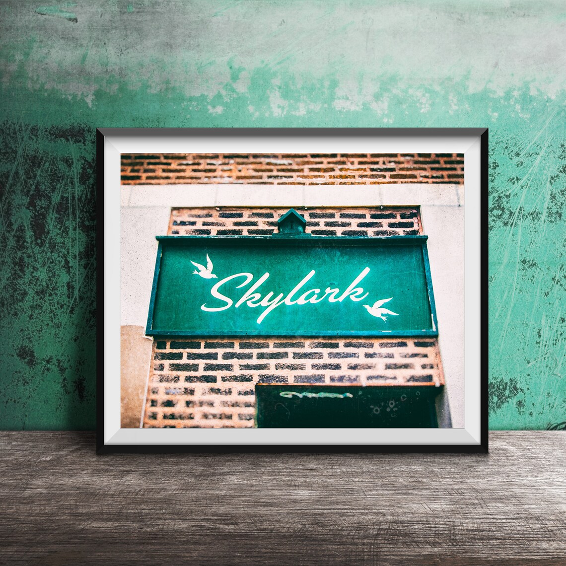 Skylark Green Hanging Bar Sign Pilsen Chicago Vintage Photo Poster