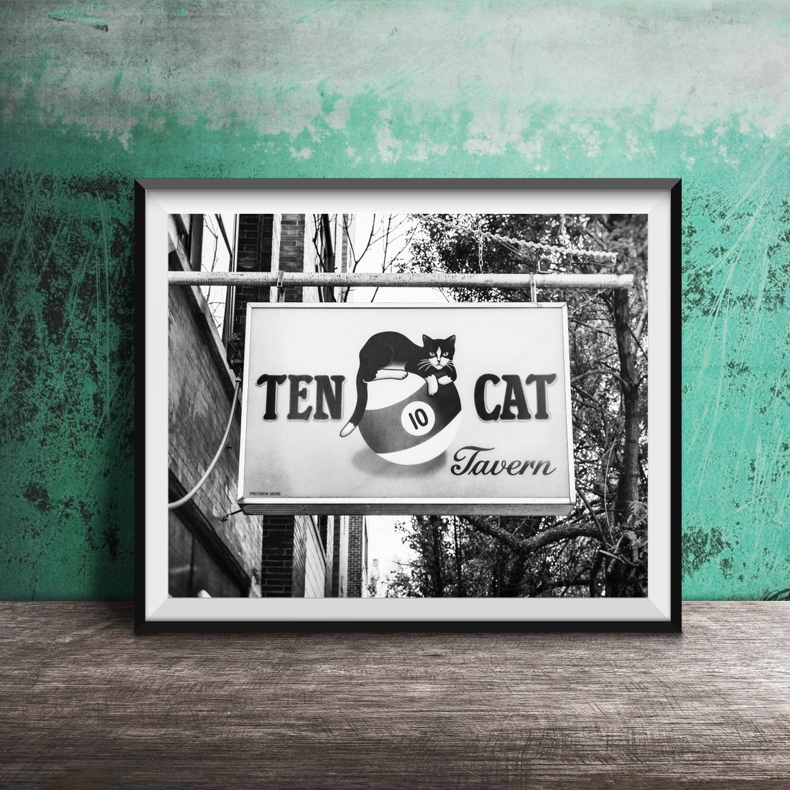 Ten Cat Tavern Chicago Black Cat Billiard Ball Bar Sign Poster - Image 2