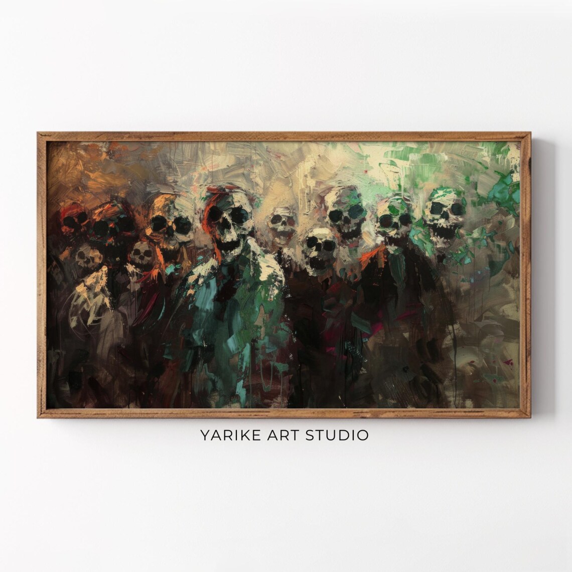 Undead Rise Painting Frame Tv Art Halloween Skeletons Painting Tv Art Frame Halloween Decor Living Room Tv Art 227