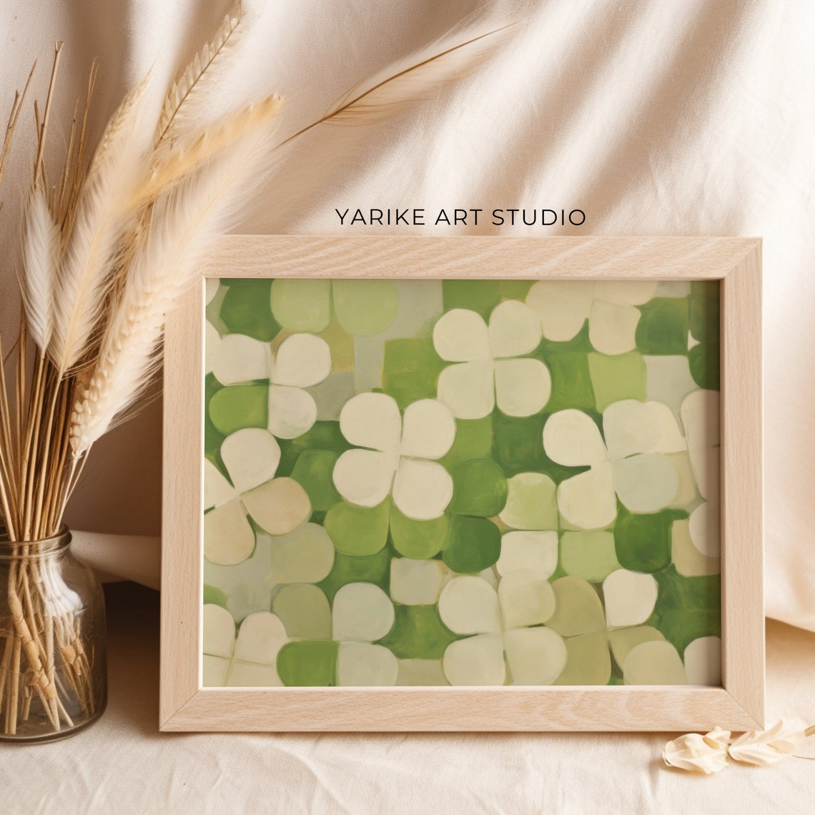 Abstract Shamrock Clover Pattern Green Saint Patricks Day Poster - Image 2