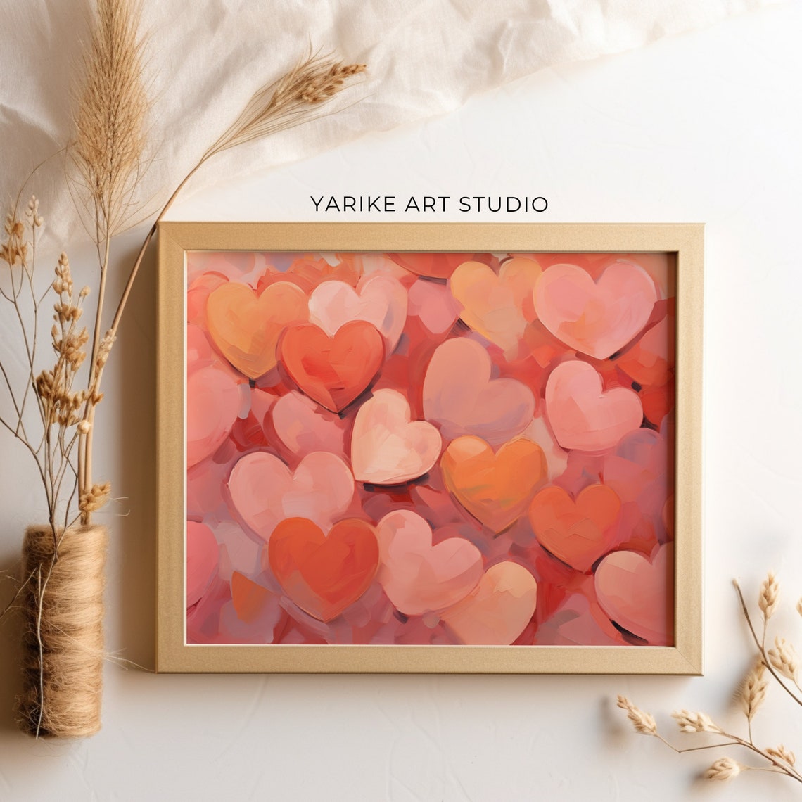 Modern Red and Pink Abstract Hearts Love Painting Valentine Poster - Image 3