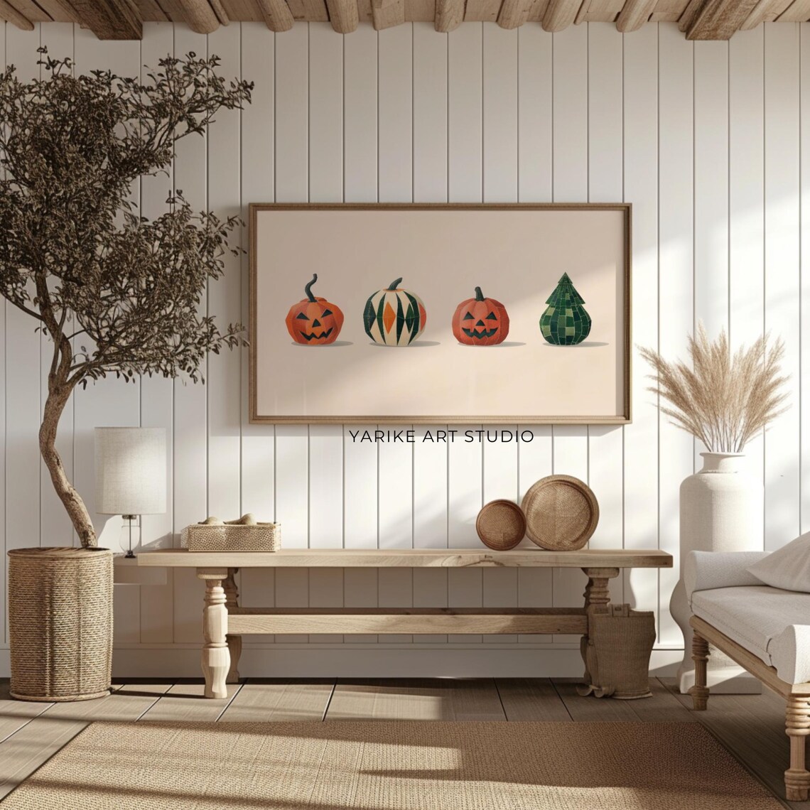 Abstract Autumn Pumpkins Illustration Frame Tv Art Minimalist Holiday Tv Art Country Farmhouse Tv Art 240 - Image 2