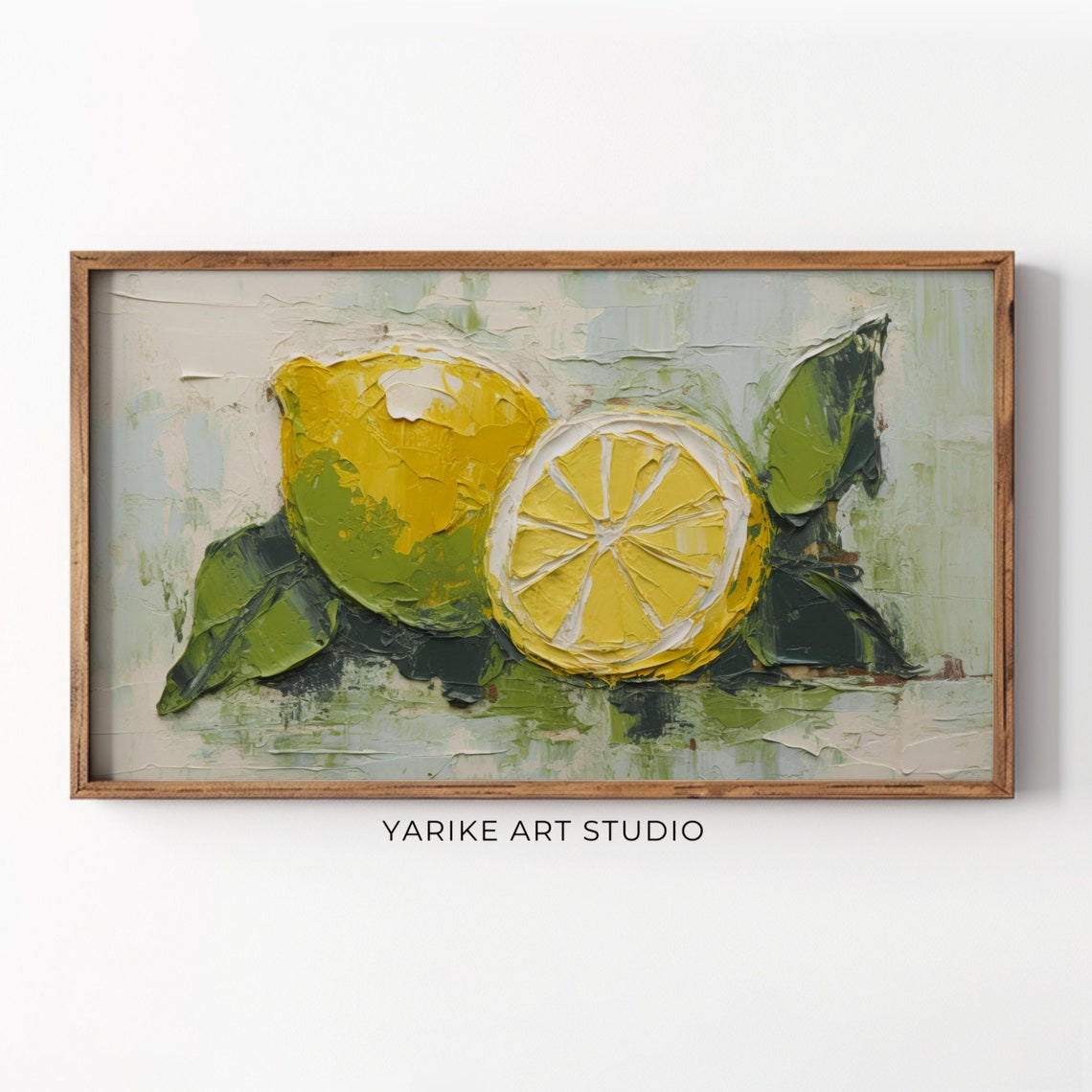 Impasto Lemon Painting Whole And Sliced Lemon Kitchen Poster