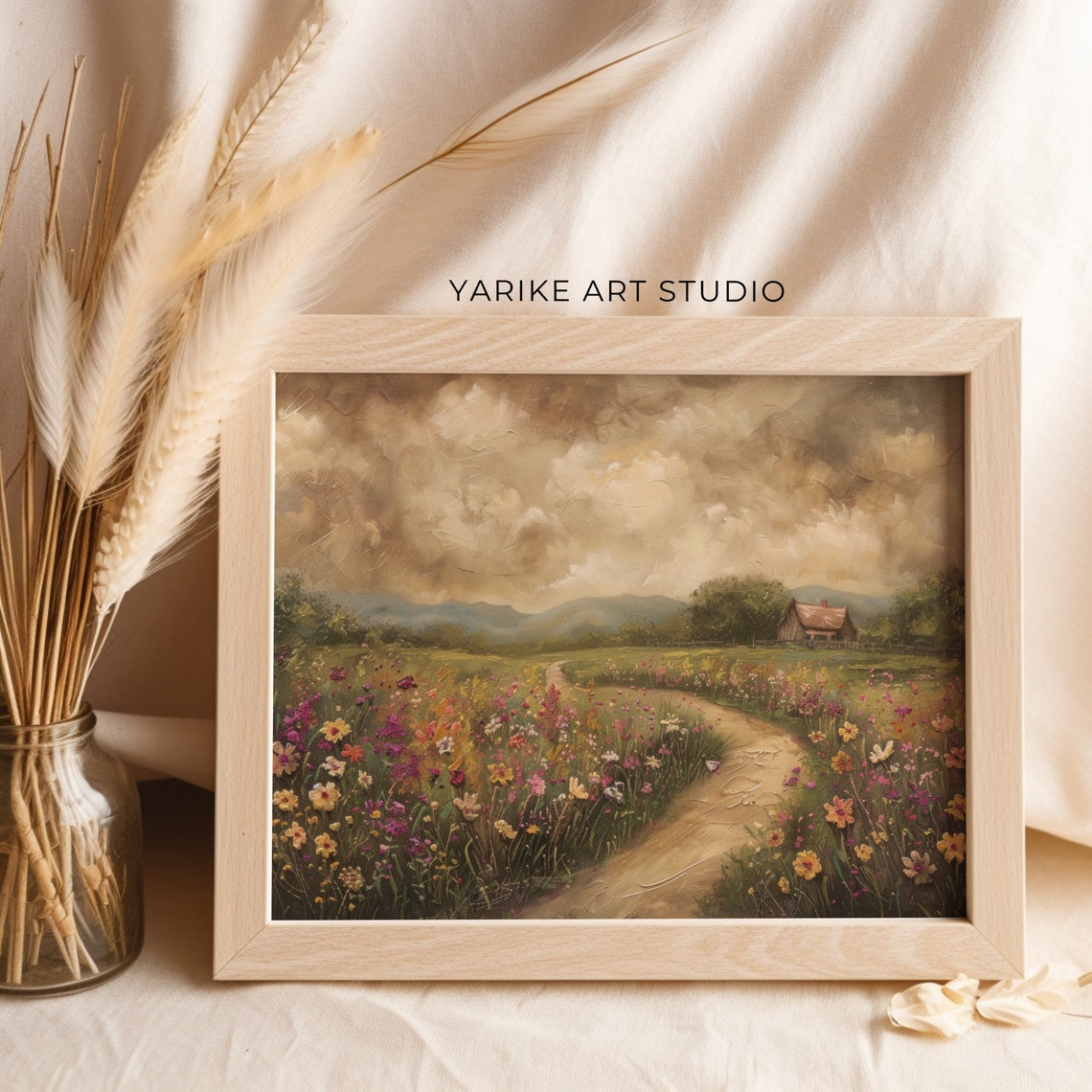Moody Country Landscape Print Vintage Art Wildflower Painting Dark Pastoral Landscape Print Antique Scenery Home Decor 693 - Image 5
