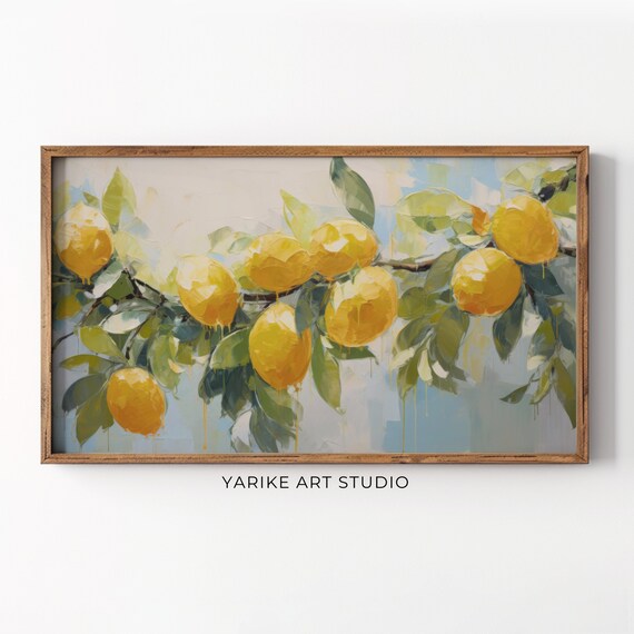 Bright Lemons On Branch Modern Citrus Pop Art Summer Painting Poster