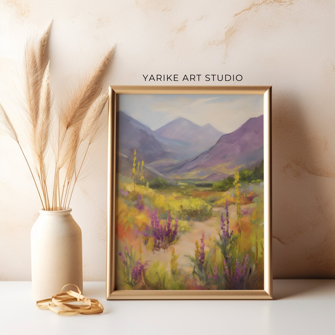 Mountain Valley Wildflowers Purple Lupines Golden Hills Poster - Image 2