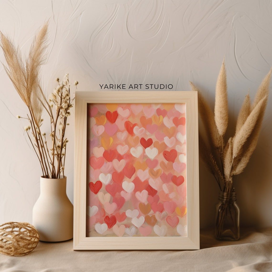 Pattern Of Painted Hearts In Red Pink Orange Valentine Poster - Image 5
