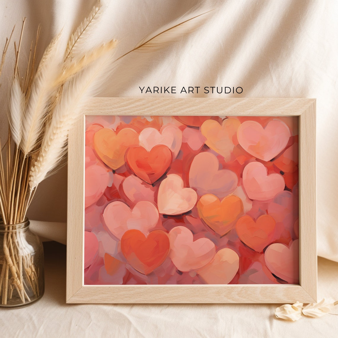 Modern Red and Pink Abstract Hearts Love Painting Valentine Poster - Image 4
