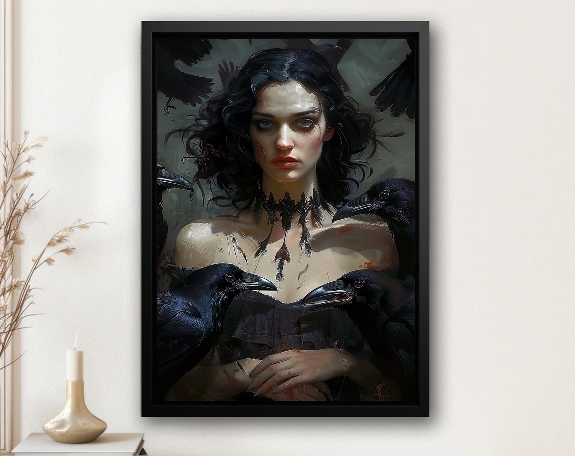 Dark Crow Witch, Halloween Poster Print