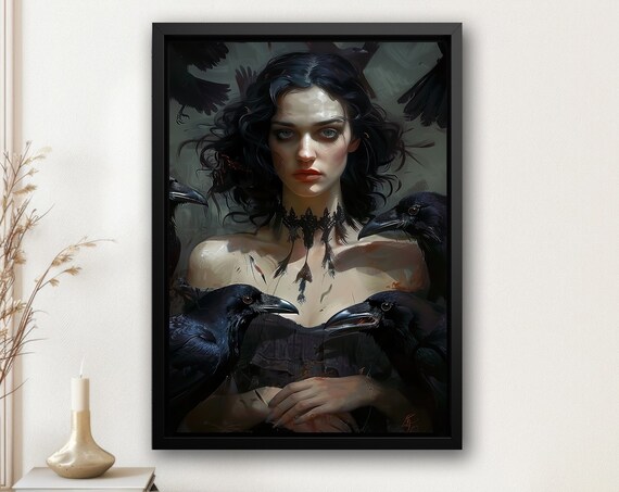 Dark Crow Witch, Halloween Poster Print