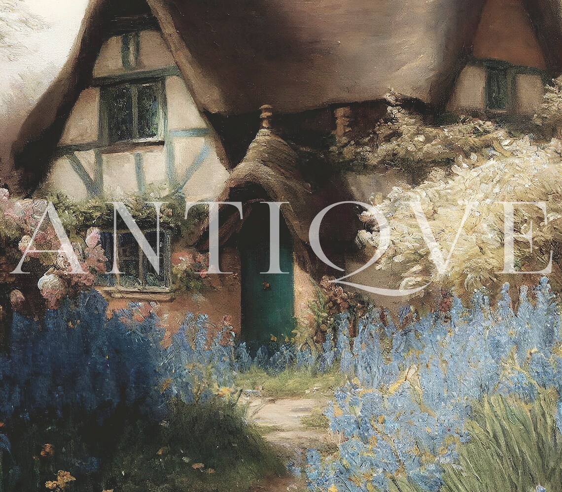 Moody Thatched Cottage, English Cottage Wall Art - Image 3