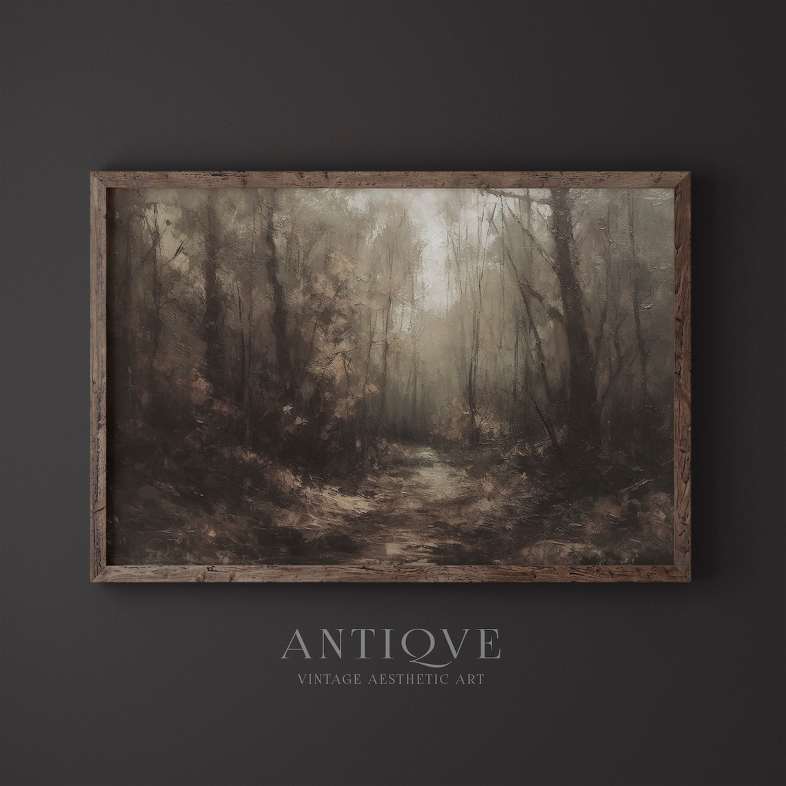 Dark Autumn Forest Pathway, Moody Fall Art Print - Image 2