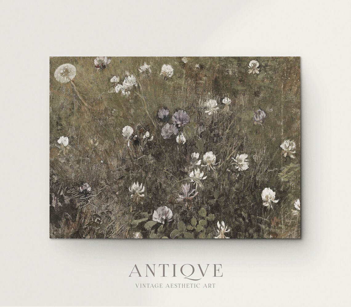 Vintage Country Field White Flowers Art Print - Image 3
