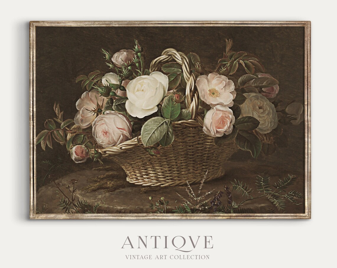 Vintage Still Life Flowers Oil Painting Art Print