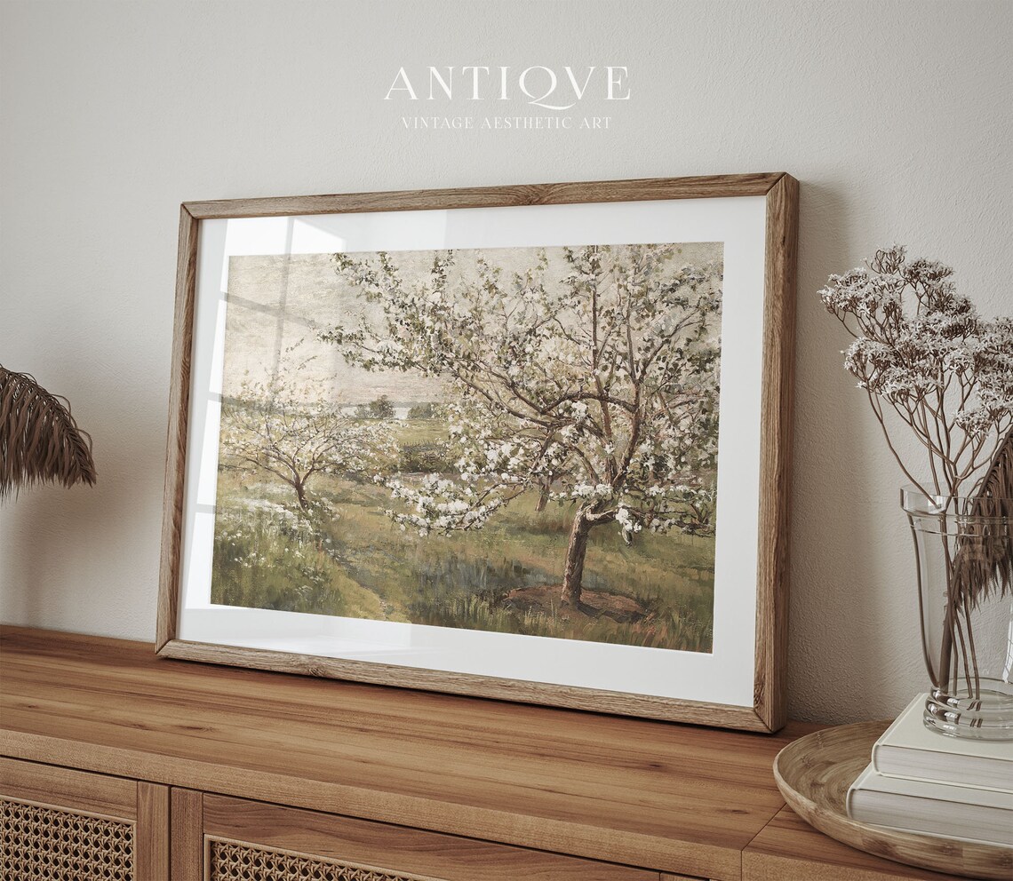 Spring Blooming Tree Painting, Vintage European Art Print - Image 4
