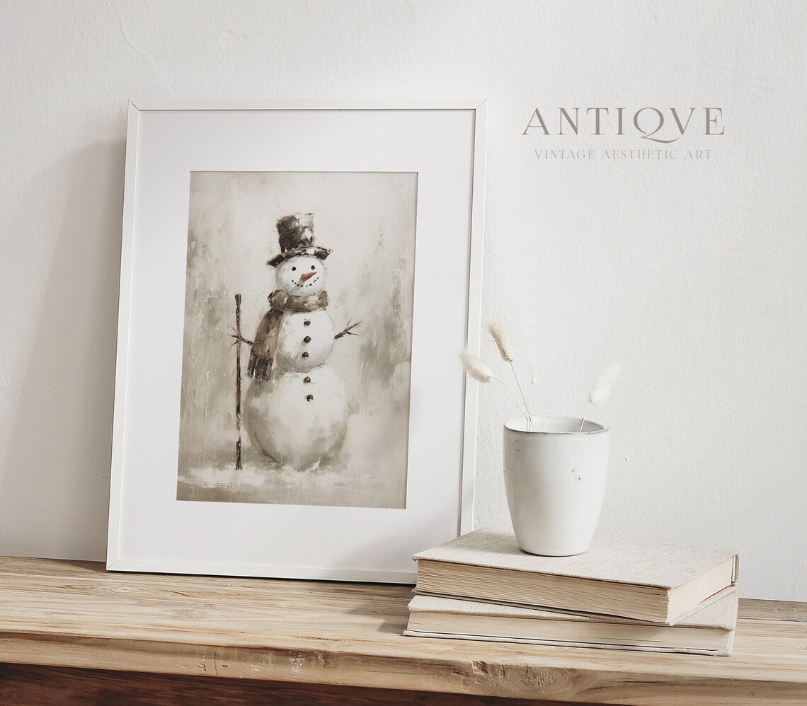 Snowman Christmas Painting, Rustic Farmhouse Decor - Image 4