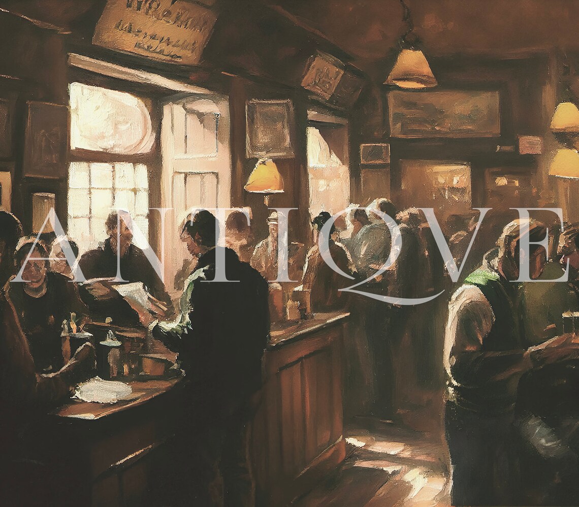 Moody Irish Pub With People, Traditional Ireland Poster - Image 3