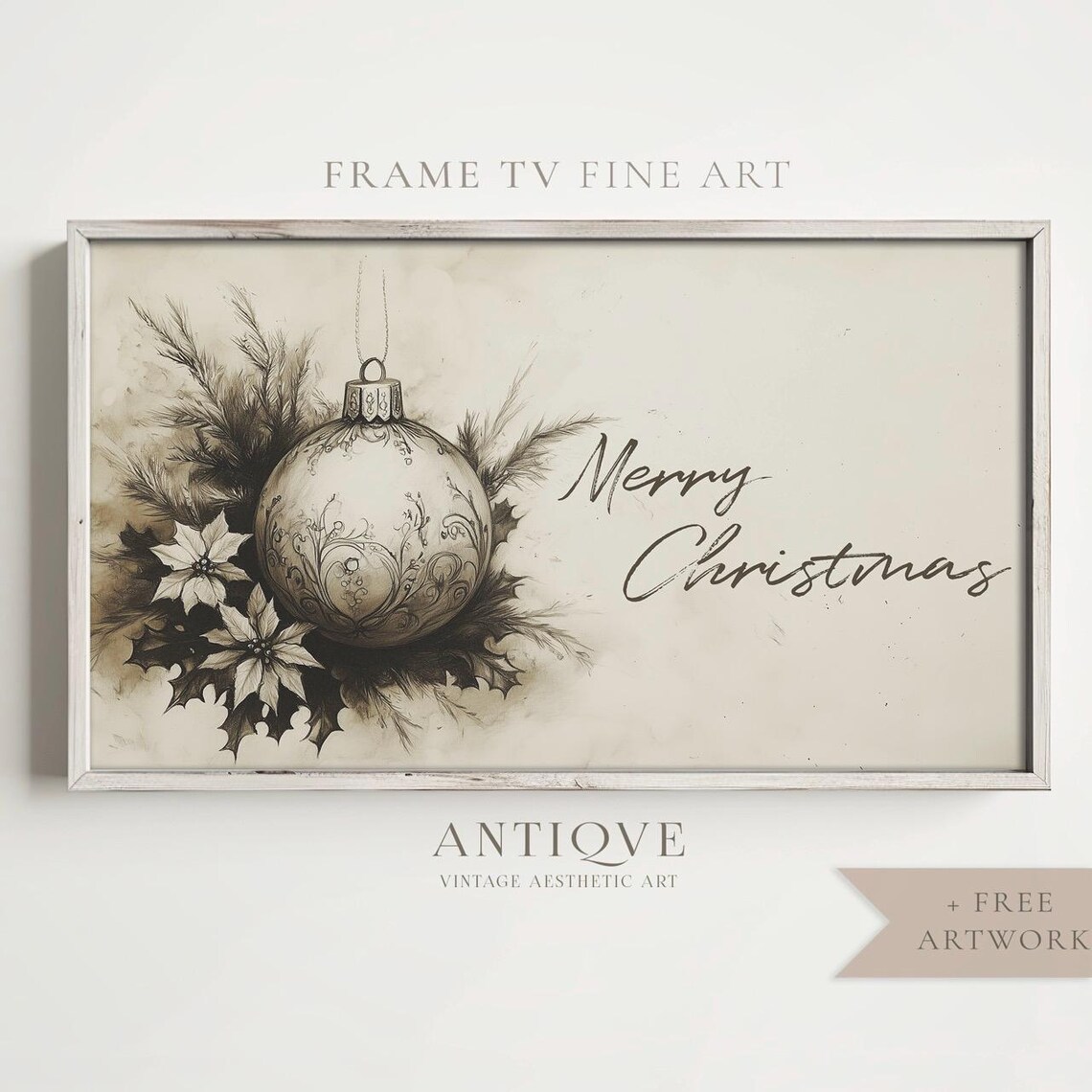Merry Christmas Ornament Sketch, Elegant Christmas Decor - Image 4
