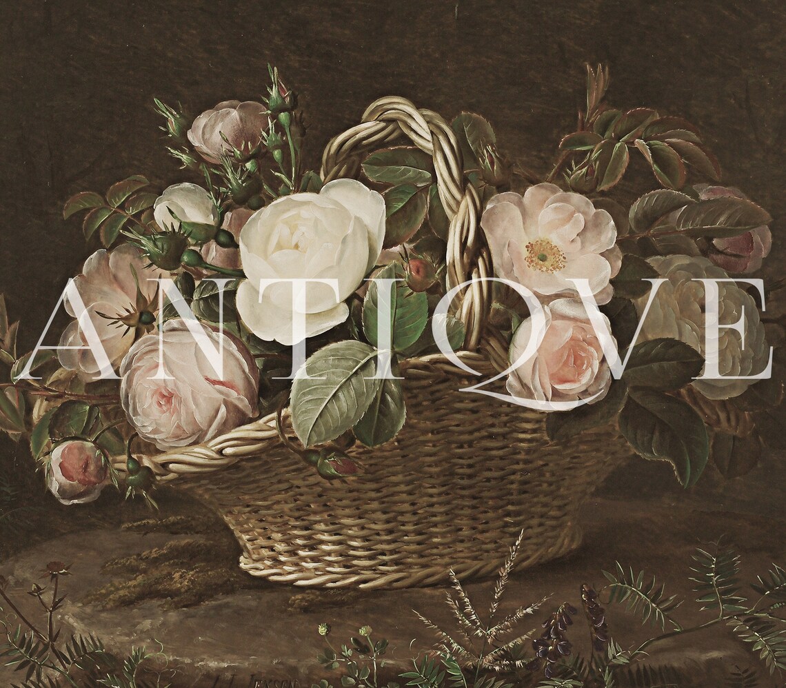 Vintage Still Life Flowers Oil Painting Art Print - Image 3
