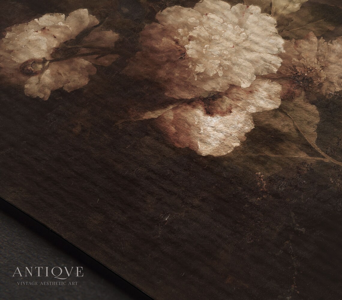 Moody Floral Still Life Painting, Peony Bouquet Art Print - Image 3