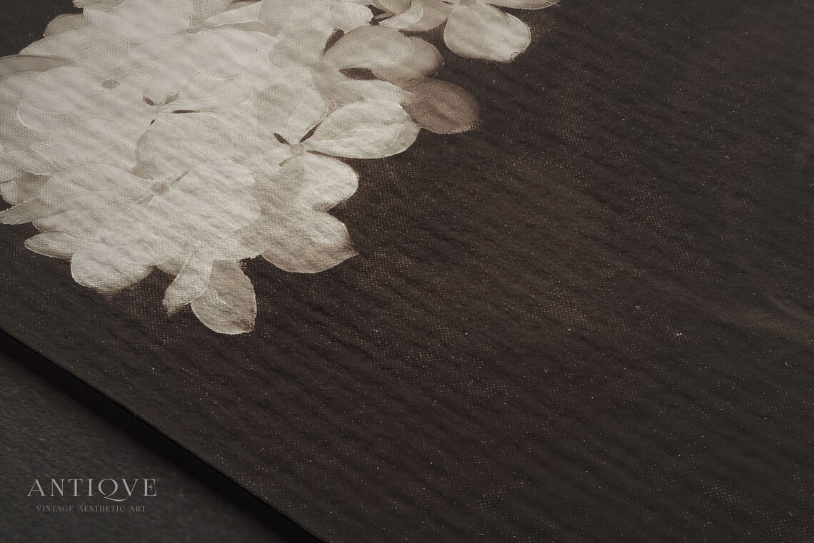 Moody Hydrangea Vintage Still Life, Antique Floral - Image 2