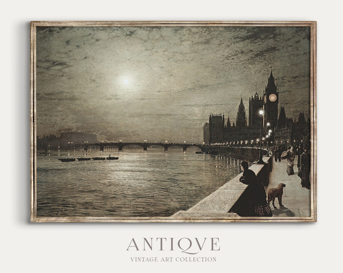 Moody Victorian Vintage Oil Painting Art