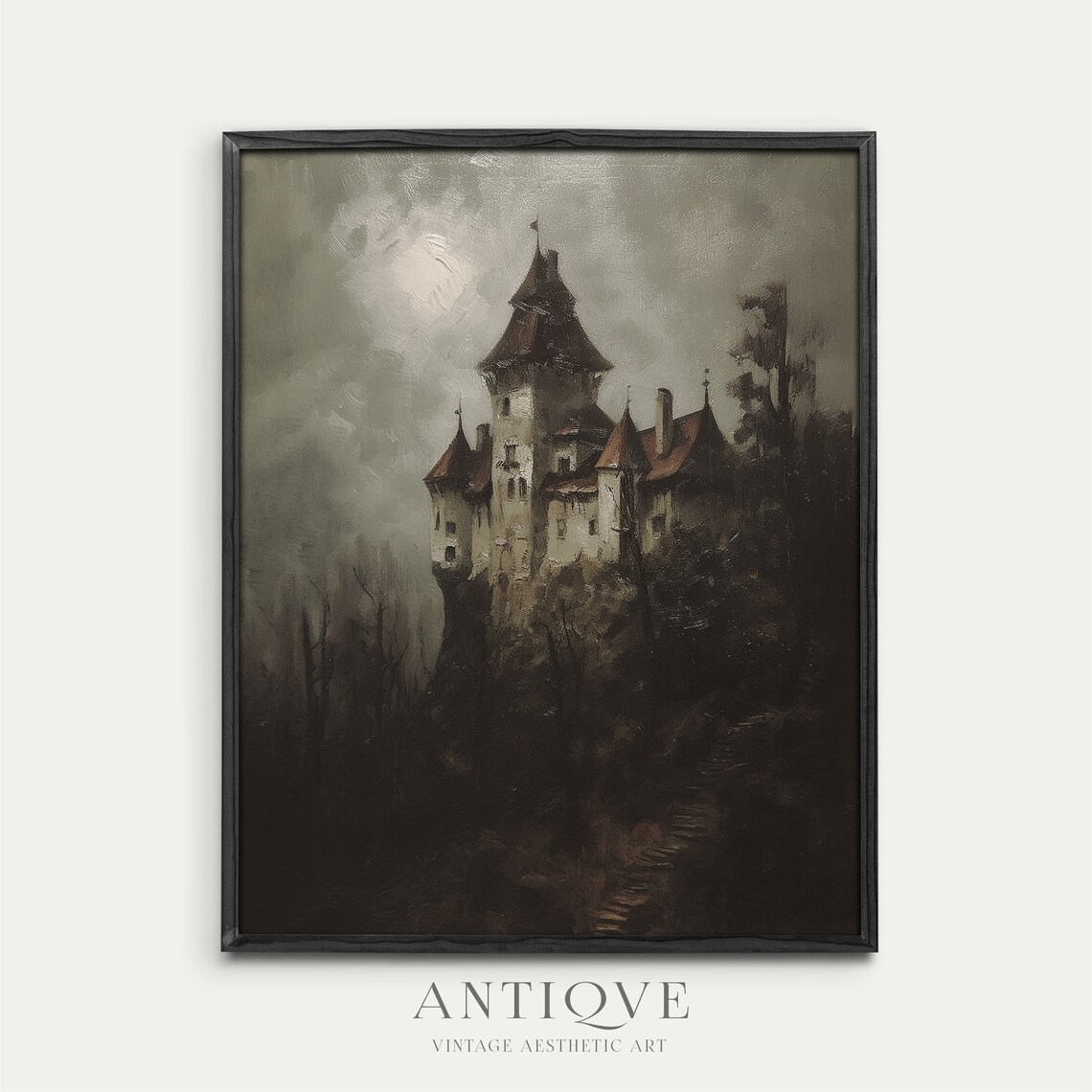 Eerie Castle On A Hill Halloween Art Print