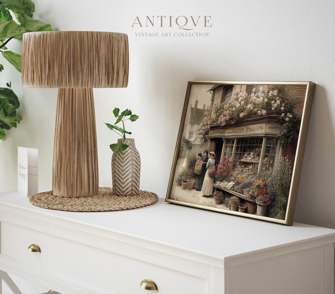 Antique Flower Shop In English Village Vintage Street Scene Poster - Image 4